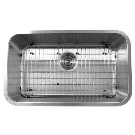 NANTUCKET SINKS 30In. Large Rectangle Single Bowl Undermount Stainless Steel Kitchen Sink, 10In.es Deep NS3018-10-16